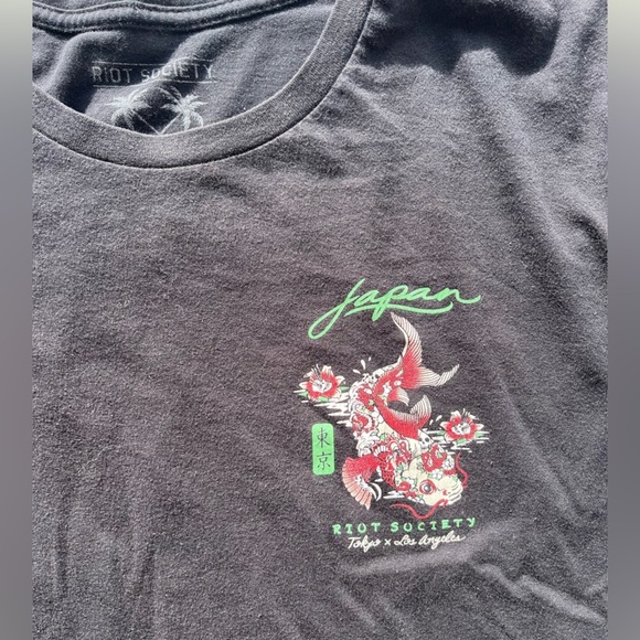 Men's Riot Society T-Shirt Black Dragon Japan L Oriental Streetwear Skull Art - Picture 4 of 11